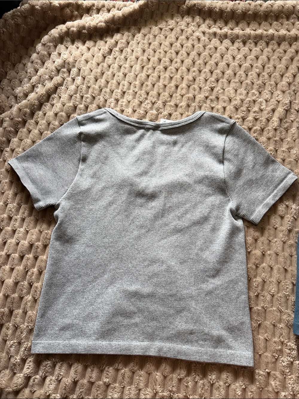 Two 90 Degree Ribbed Scoop Neck Tops (Light Gray & Dusty Blue) - Picture 3 of 11